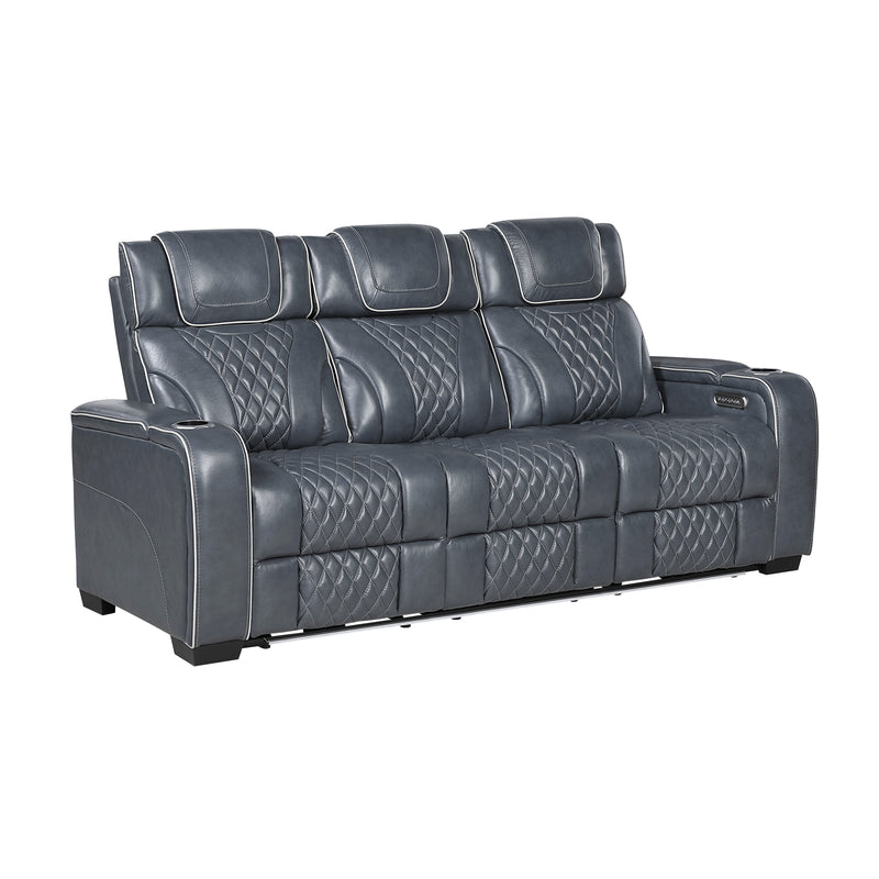 Home Elegance Apex Gray Power Double Reclining Sofa With Headrests