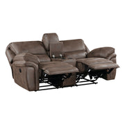 Home Elegance Proctor Brown Double Reclining Love Seat with Console