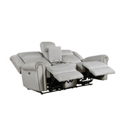 Home Elegance Brennen Gray Power Double Reclining Love Seat with Console