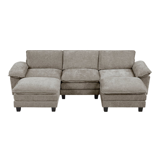 Home Elegance Dublin Pewter 5pc Modular Sectional with 2 Ottoman