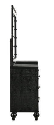 New Classic Furniture Valentino Black Vanity Desk with Mirror