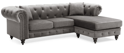 Glory Furniture Nola Dark Gray Velvet Reversible Sectional
