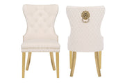 2 Galaxy Home Simba Beige Velvet Dining Chairs
