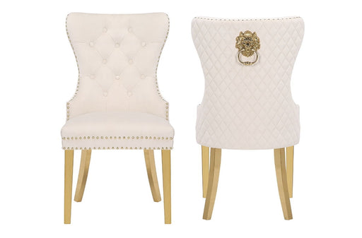 2 Galaxy Home Simba Beige Velvet Dining Chairs