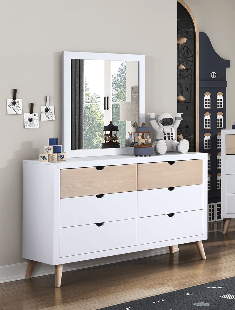 Home Elegance Asker Brown White Dresser And Mirror