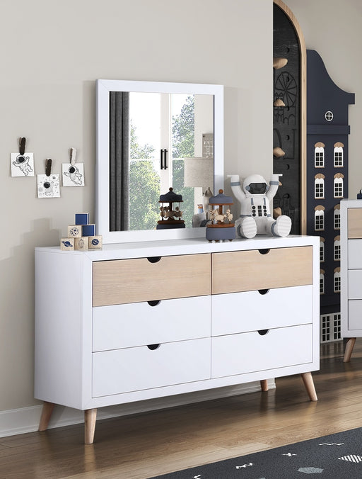 Home Elegance Asker Brown White Dresser And Mirror