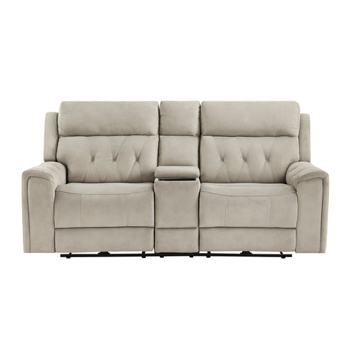 Home Elegance Celeste Taupe Power Double Reclining Love Seat with Console