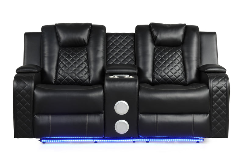 Galaxy Home Benz Gray LED Power Reclining Loveseat
