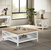 Coaster Furniture Maisy Brown White Square 3pc Coffee Table Set