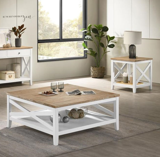 Coaster Furniture Maisy Brown White Square 3pc Coffee Table Set