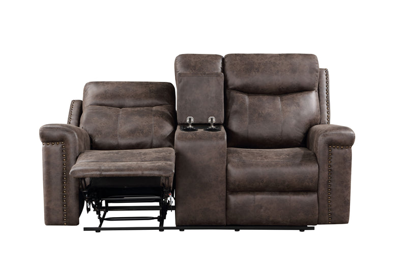 New Classic Furniture Quade Mocha Dual Recliners Loveseat with Console