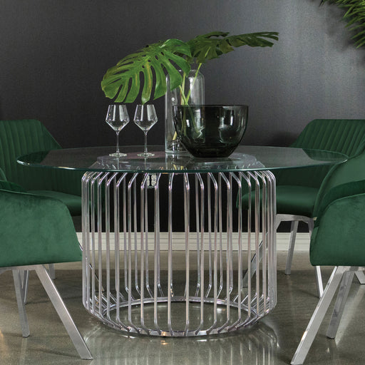 Coaster Furniture Veena Clear Chrome 60 Inch Dining Table