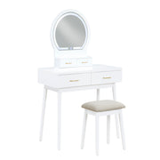 Home Elegance Camilla White Vanity Dresser with Mirror and Stool