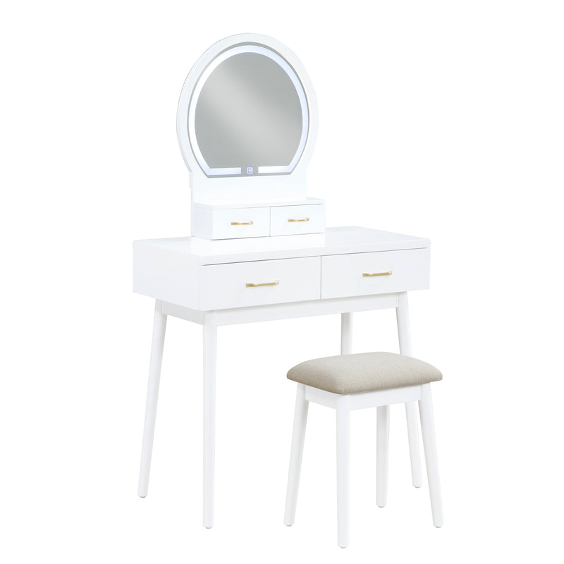 Home Elegance Camilla White Vanity Dresser with Mirror and Stool