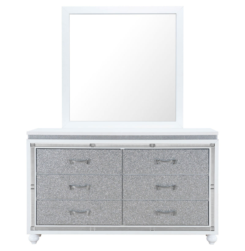 Global Furniture Collete White Dresser And Mirror