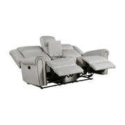 Home Elegance Brennen Gray Double Reclining Love Seat with Console