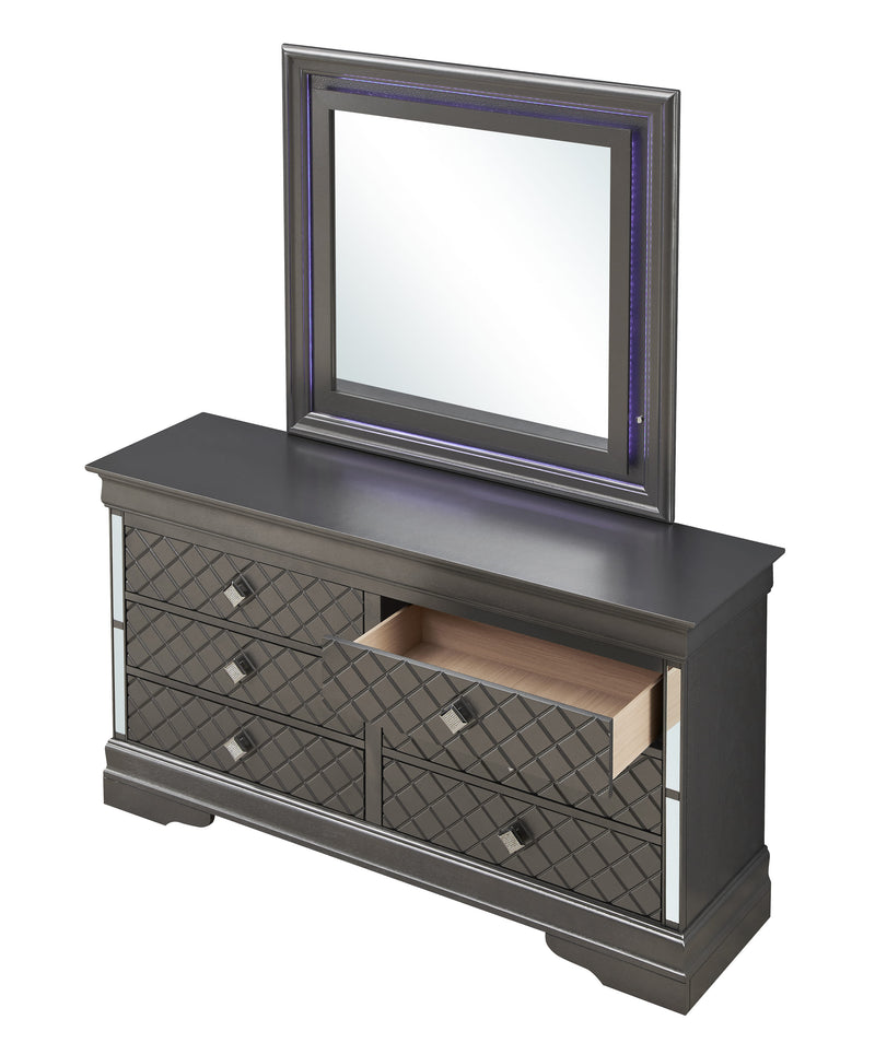Glory Furniture Verona Metalic Black Dresser and Mirror