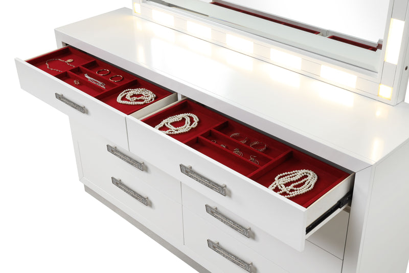 Galaxy Home Coco Milky White Dresser and Mirror