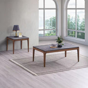 Acme Furniture Bevis Engineered Stone Walnut 3pc Coffee Table Set