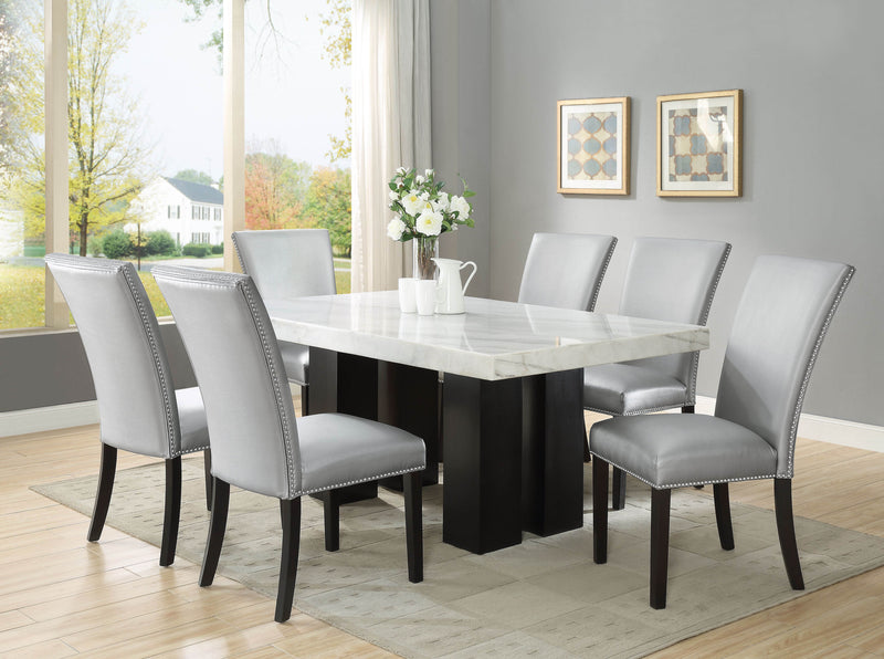 Steve Silver Camila White Silver Rectangle 7pc Dining Set