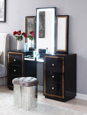 Glory Furniture Black 6 Drawers Vanity Table and Mirror
