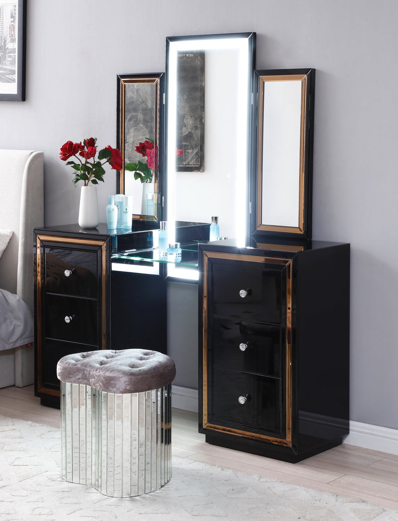 Glory Furniture Black 6 Drawers Vanity Table and Mirror