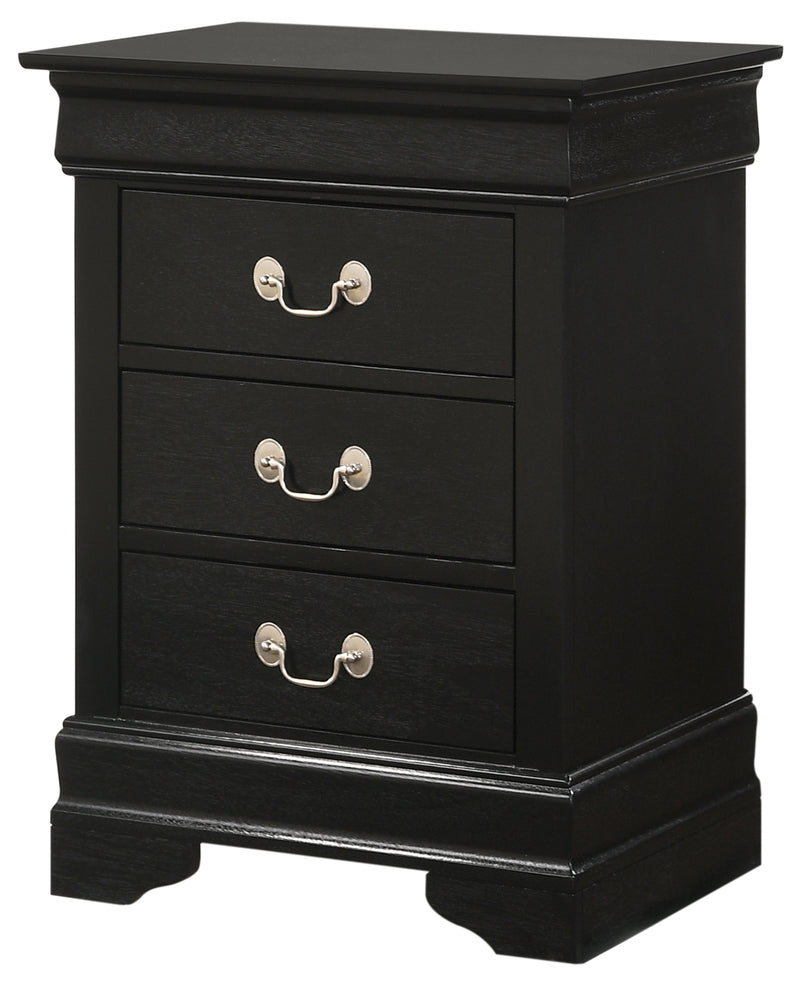 Glory Furniture Louis Phillipe Black 3 Drawers Nightstand