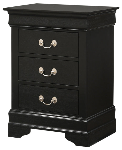 Glory Furniture Louis Phillipe Black 3 Drawers Nightstand