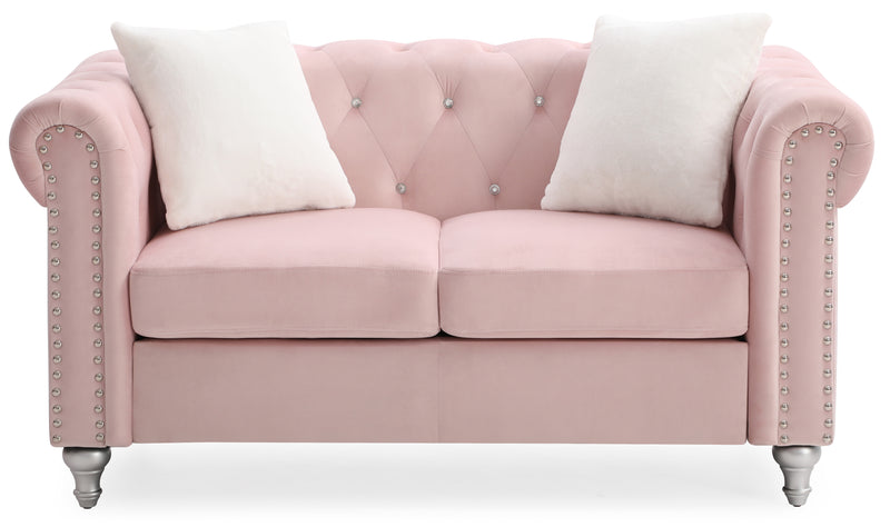 Glory Furniture Raisa Pink Velvet Loveseat