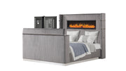 Galaxy Home Lavish Gray 4pc King Bedroom Set With Fireplace
