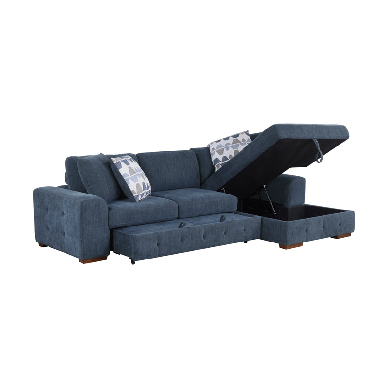 Home Elegance Raife Blue 2pc Sectional with Right Chaise