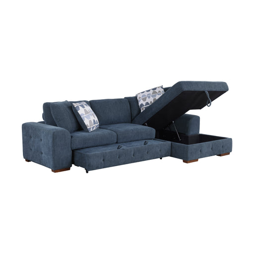 Home Elegance Raife Blue 2pc Sectional with Right Chaise