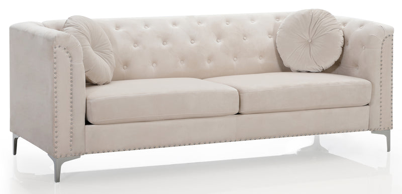 Glory Furniture Pompano Ivory Velvet Sofa