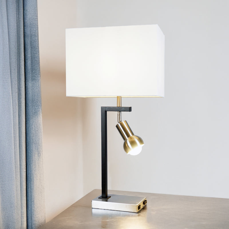 2 Crown Mark White Matte Black Table Lamp