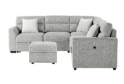 Global Furniture U9401 Nickel Sectional with 3 Pillows and Ottoman