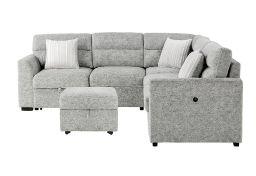 Global Furniture U9401 Nickel Sectional with 3 Pillows and Ottoman