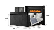 Galaxy Home Lavish Black 4pc Queen Bedroom Set With Fireplace