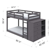 Acme Furniture Gaston Gray Twin Over Twin Bunk Bed with Cabinet