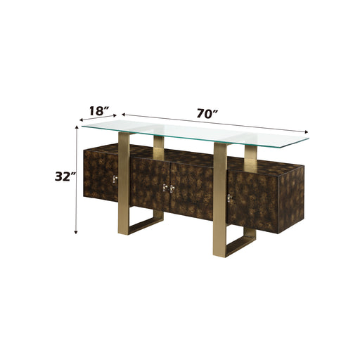Acme Furniture Mabyn Brass Antique Brown Console Cabinet