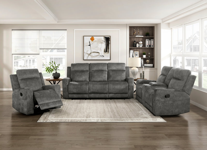 Home Elegance Muncie Brown Gray Double Reclining Sofa