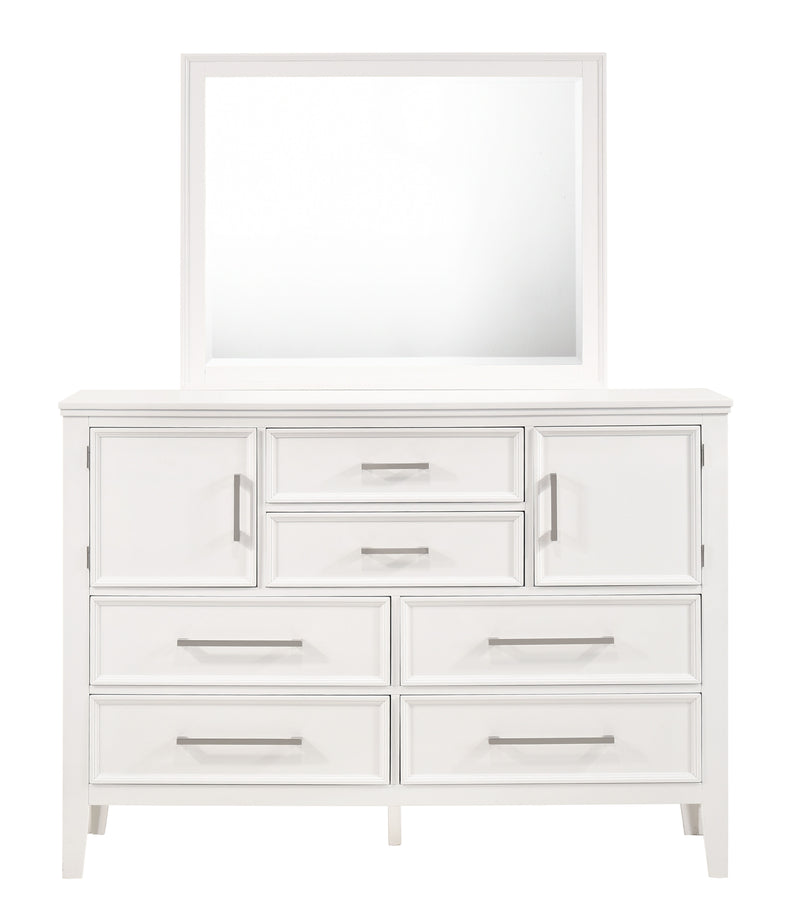New Classic Furniture Andover White Dresser and Mirror