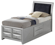 Glory Furniture Marilla Silver Champagne Faux Leather Twin Storage Bed