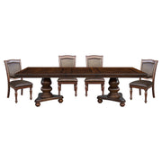 Home Elegance Lordsburg Brown Cherry Faux Leather 5pc Dining Room Set