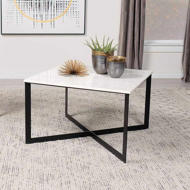 Coaster Furniture Tobin White Black Square Coffee Table