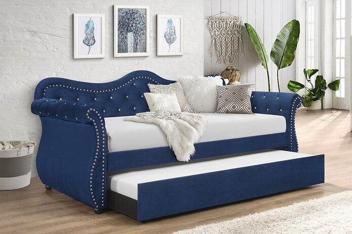 Galaxy Home Abby Navy Velvet Trundle Daybed