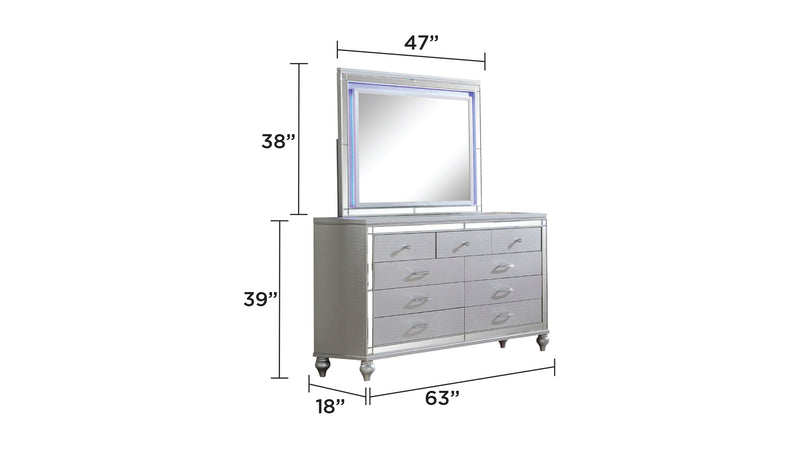 Galaxy Home Lavish Beige 5pc King Bedroom Set With Fireplace