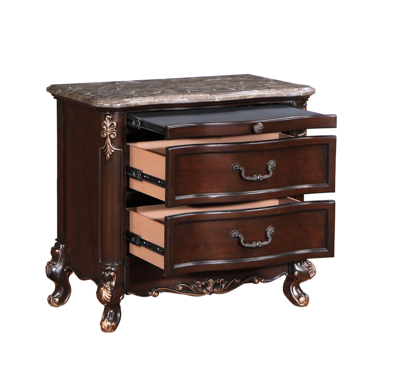 New Classic Furniture Constantine Cherry Nightstand with Marble Top