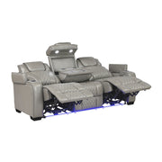 Home Elegance Apex Gray Power Double Reclining Sofa With Headrests