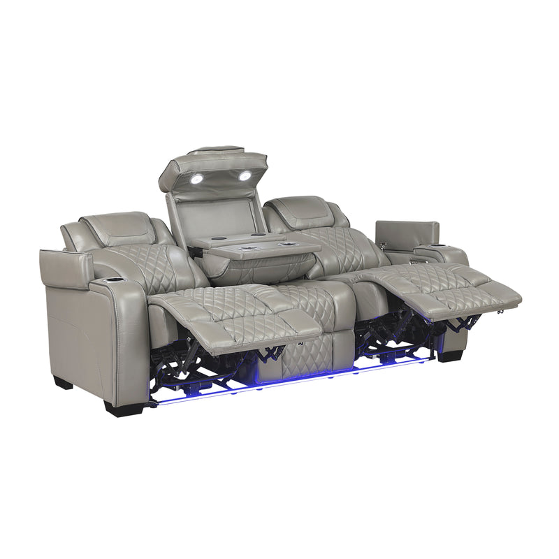 Home Elegance Apex Gray Power Double Reclining Sofa With Headrests