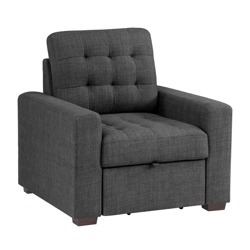 Home Elegance Mccafferty Dark Gray Chair with Pull Out Ottoman